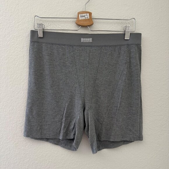Skims Cotton Blend Ribbed Boxer Lightweight Minimalist Grey Sz 2XL - Picture 2 of 8